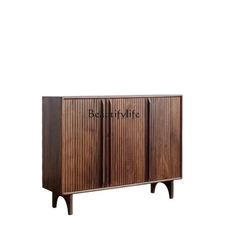 

Nordic Japanese shoe change simple storage locker integrated solid wood shoe rack entrance