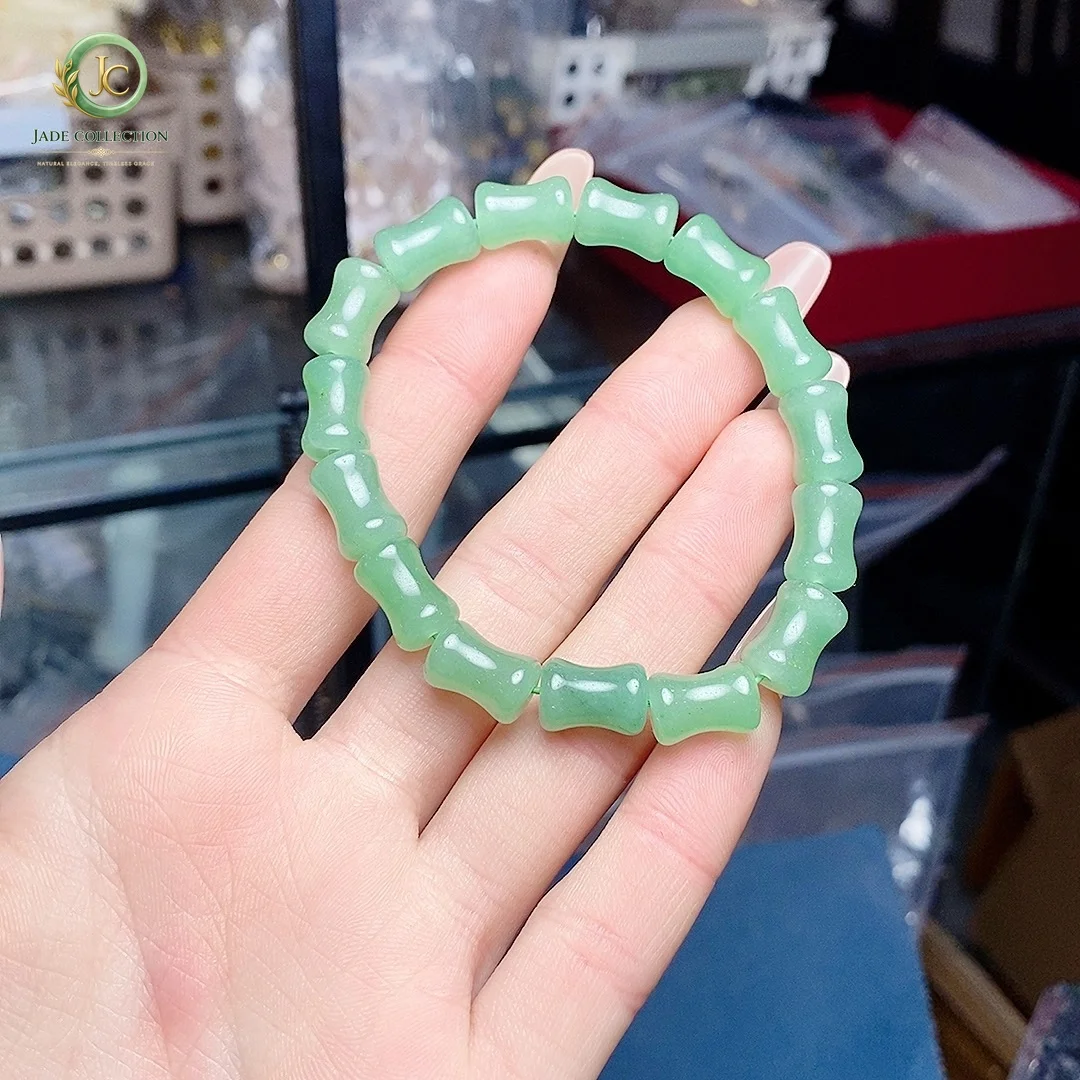 Natural High Quality Real Jade Chalcedony HandCarved Bracelet Emerald Bangles Fine Jewelry