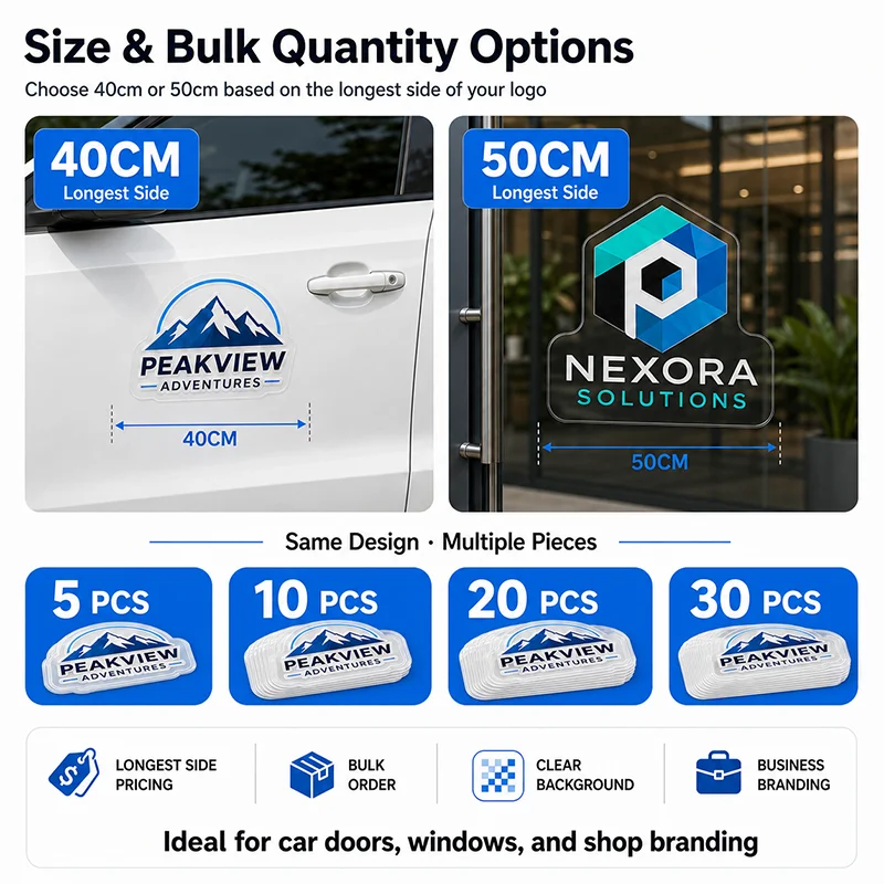 Bulk Custom UV Printed Transparent Logo Stickers 40cm 50cm Large Clear Business Decals for Car Door Window Shop Brand Signs