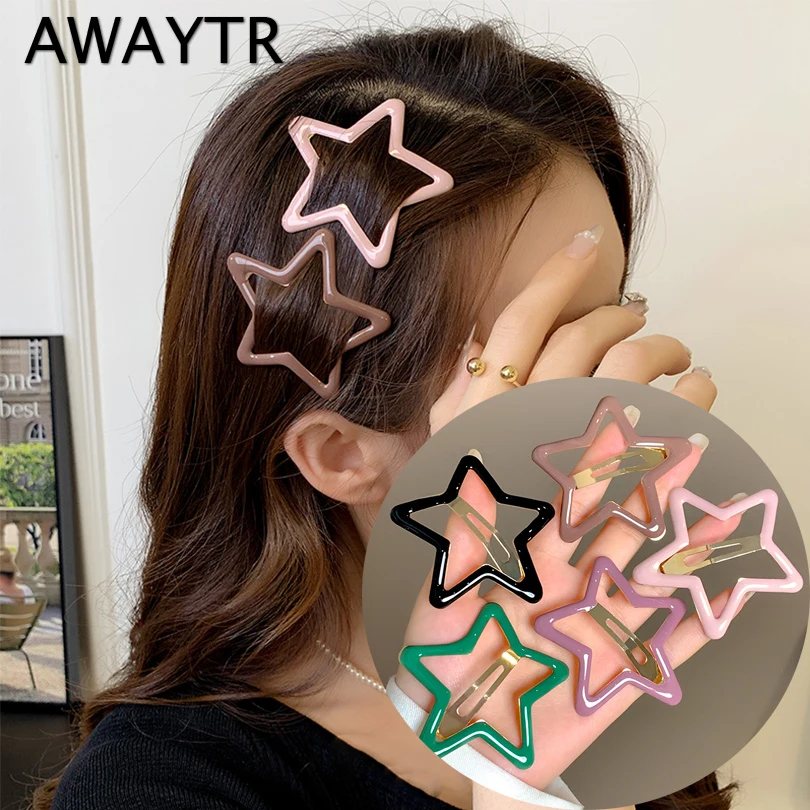 

AWAYTR 5 Pcs Hollowed Star Hair Clips Star Snap Hairpins Sweet Headpiece Hair Barrettes Hair Accessories for Girls Dropship