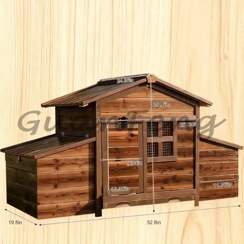 Dual Nesting Box Wooden Backyard Hen House, Easy‑Maintenance Outdoor Chicken Coop Suitable for 2 Hens