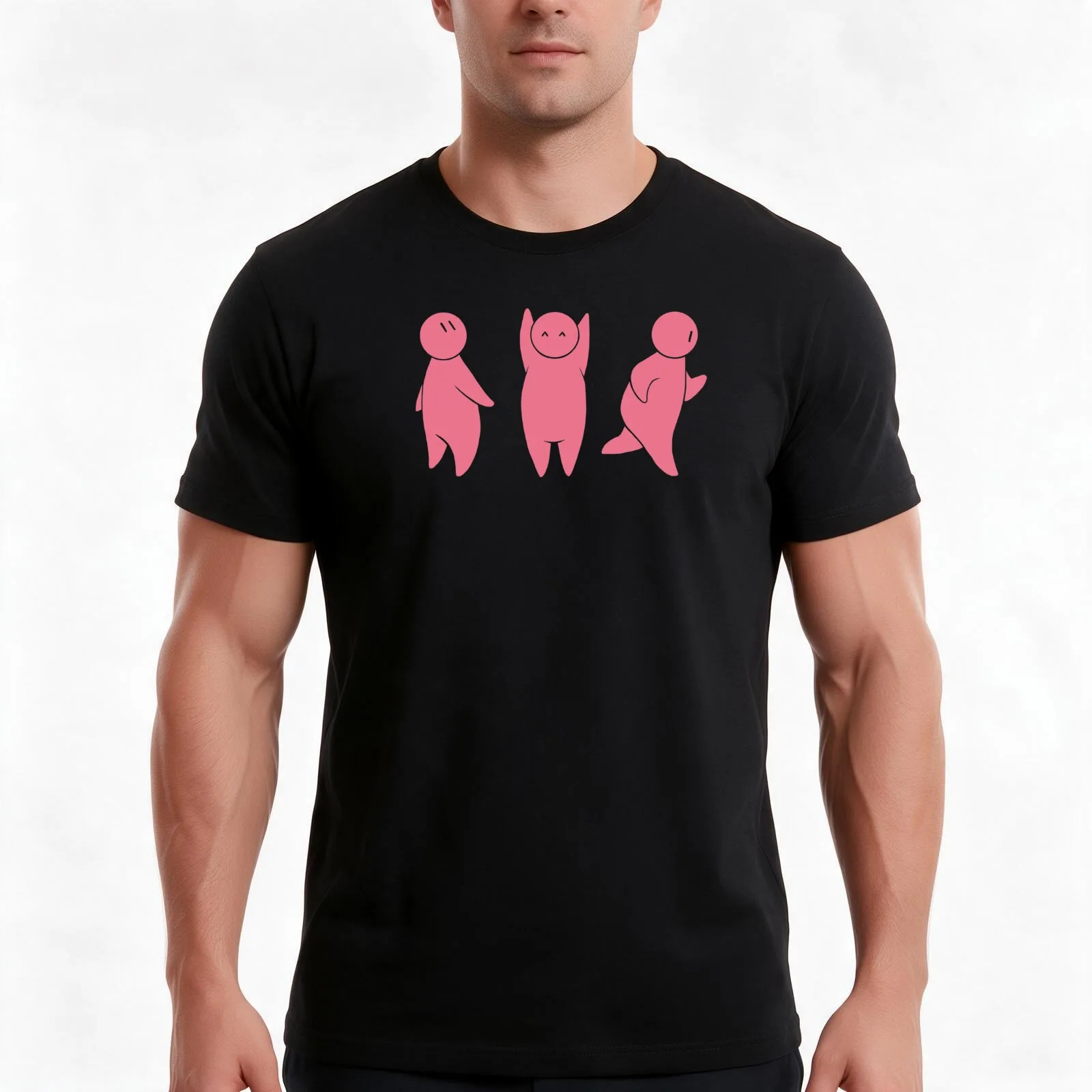 Little-Creature times three T-Shirt, Summer Casual Cotton Tee, Oversized Streetwear Tops, Vintage Graphic Print, 100% Cotton