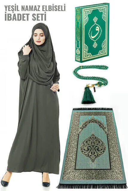 IQRAH Khaki Green Prayer Suited Worship Set