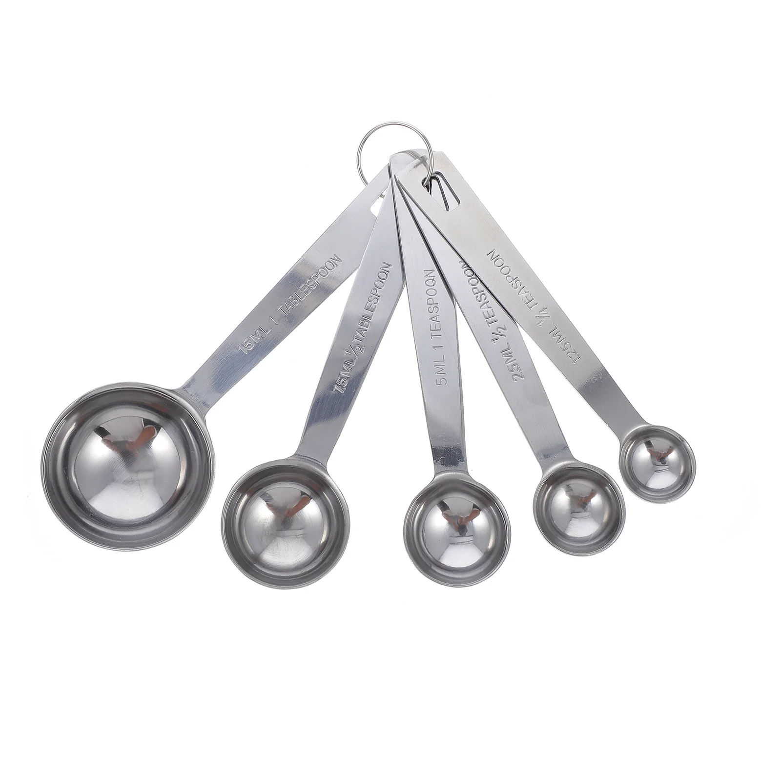 

5pcs Stainless Steel Spoon Set Kitchen Accessory Portable Food Measuring Spoons Baking Scoops Beans Measuring Kit Hook Design