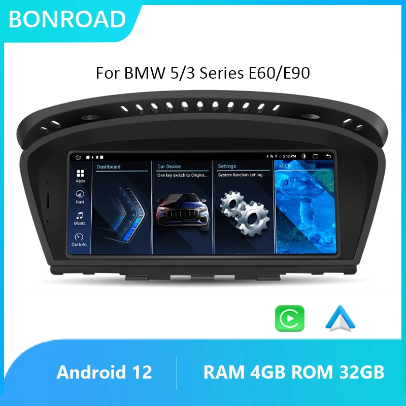 Bonroad Wireless Apple CarPlay Android Auto Car Multimedia For BMW Series E60 E61 E62 E63 E90 E91 E92 E93 E93 M3 CCC monitor