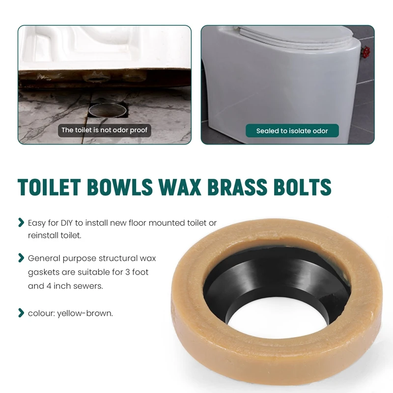Kit de anel de cera higiênica para banheiros com saída de piso, nova instalação ou re-assento