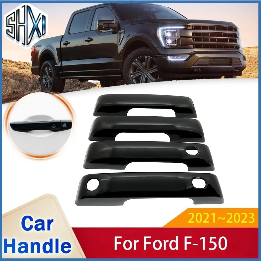 for Ford F-150 F150 F 150 2021 2022 2023 Lobo Gloss Black Smart Door Handle Cover Stickers Trim Car Exterior Styling Accessories