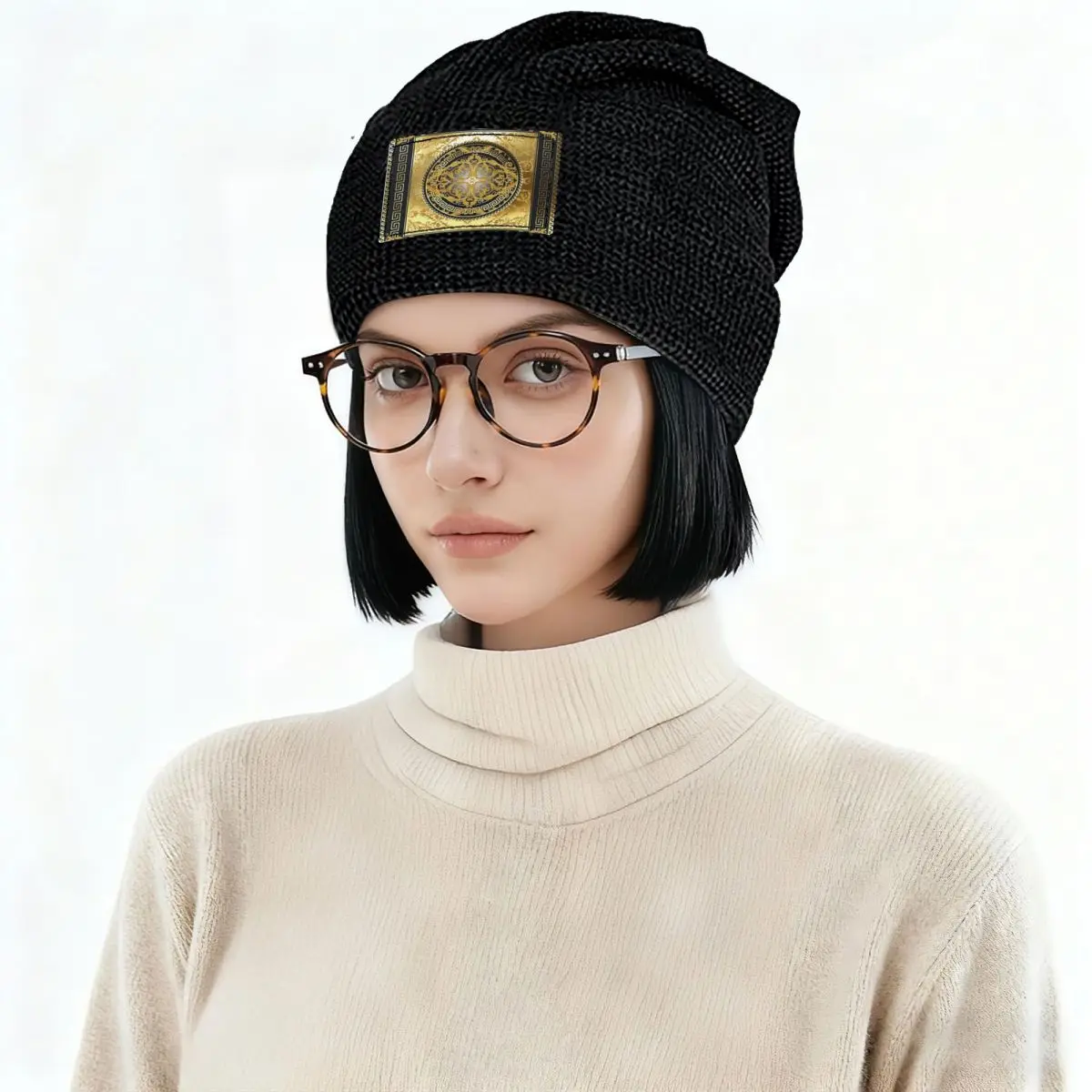 Queen Of Absolutely Everything Gold Baroque Warm Fleece-Lined Cap Hip Hop Bonnet Hat Autumn Winter Outdoor Beanies Hats Unisex
