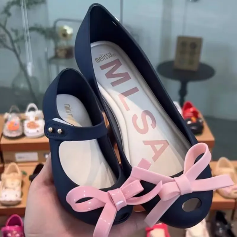 Melissa Brazilian Women's Flats Sandals Butterfly Knot Slip-On Low Cut Jelly Shoes Mother Daughter Matching Shoes Elegant Style
