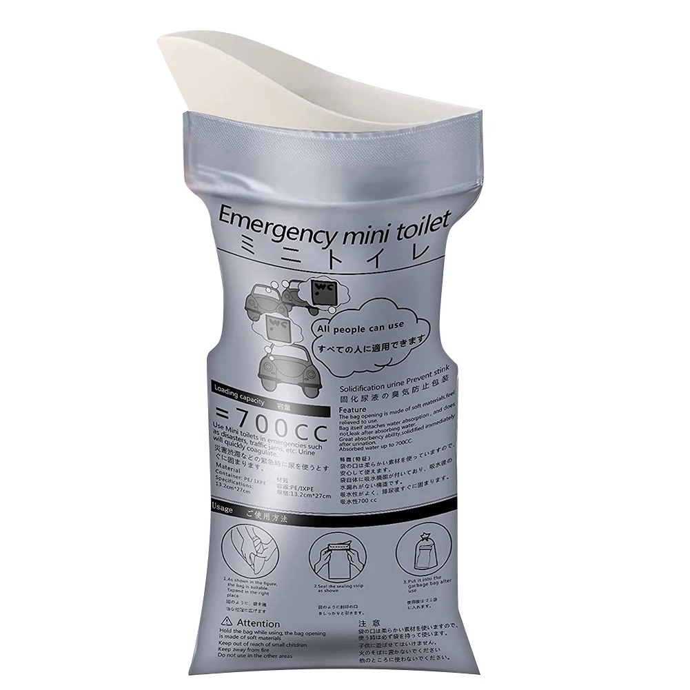 Portable Cotton Fabric Emergency Mini Toilet (700ml) Car Urinal Bag Leak-Proof Odorless for Road Trip/Camping/Traffic Jam
