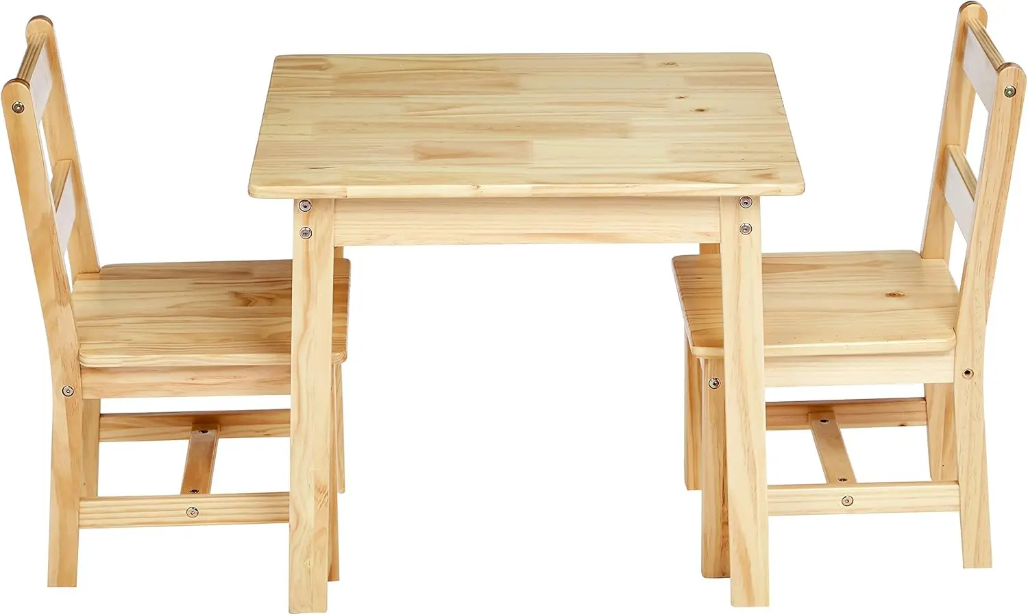 Conjunto infantil de madeira maciça e 2 cadeiras, 20x24x21 polegadas, 3 peças
