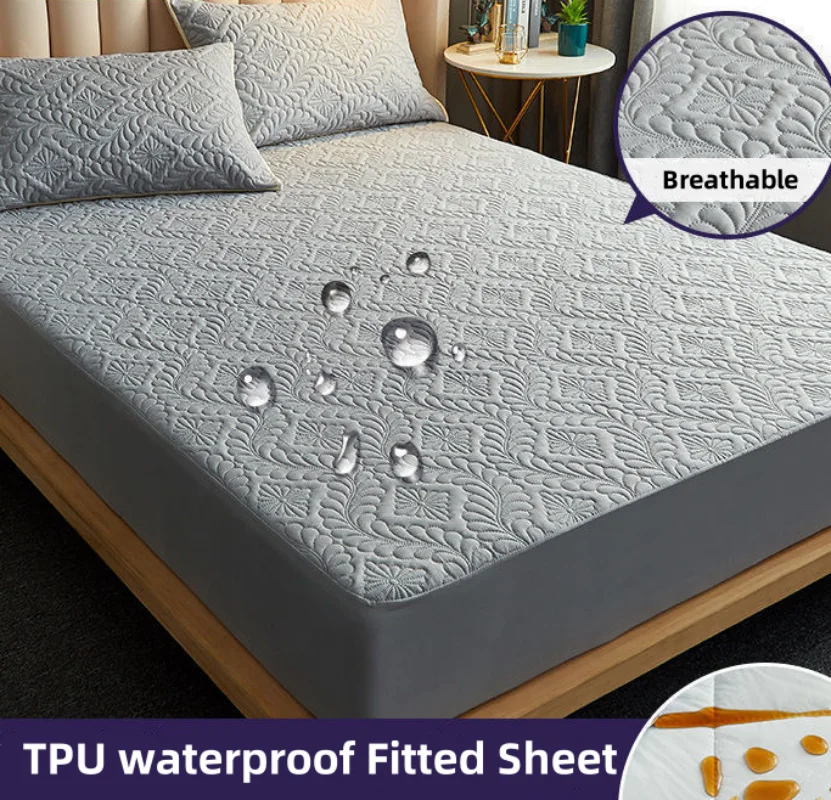 Mattress Protector Waterproof Quilted Pad Covers Fitted Sheet Protection Breathable Bed Noiseless for Kids Smoothy Soft Washable