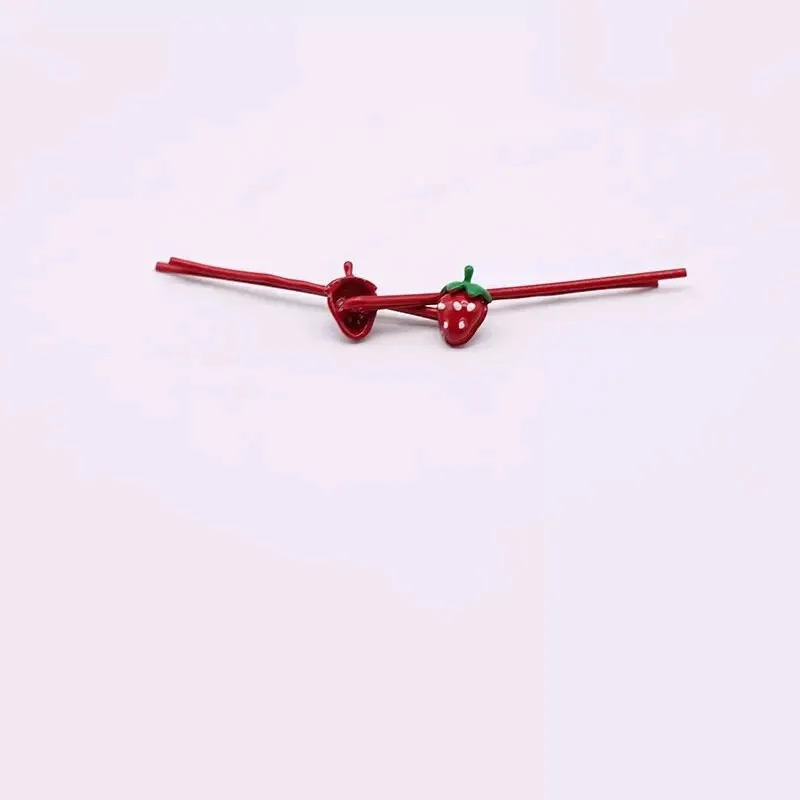 2 Pcs Children\'s Red Strawberry Cherry Orange Carrot Metal Hair Clips Cute Fashion Hairpin Simple Bangs Word Clip Headdress