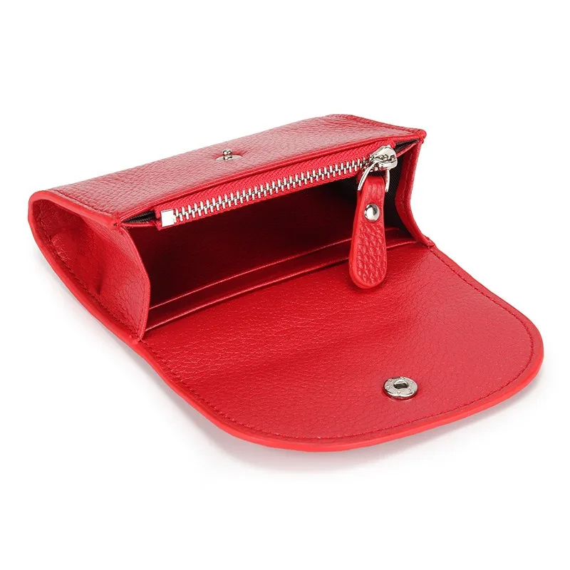 Genuine Leather Wallet Women Casual Simple Female Short Small Wallets Coin Purse Card Holder Men Money Bag with Zipper Pocket
