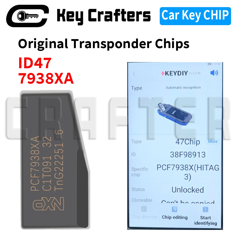 

Key Crafters Original Transponder Chips ID 47 PCF7938XA OEM Blank Chip & Original Master Chip For Honda Hyundai KIA
