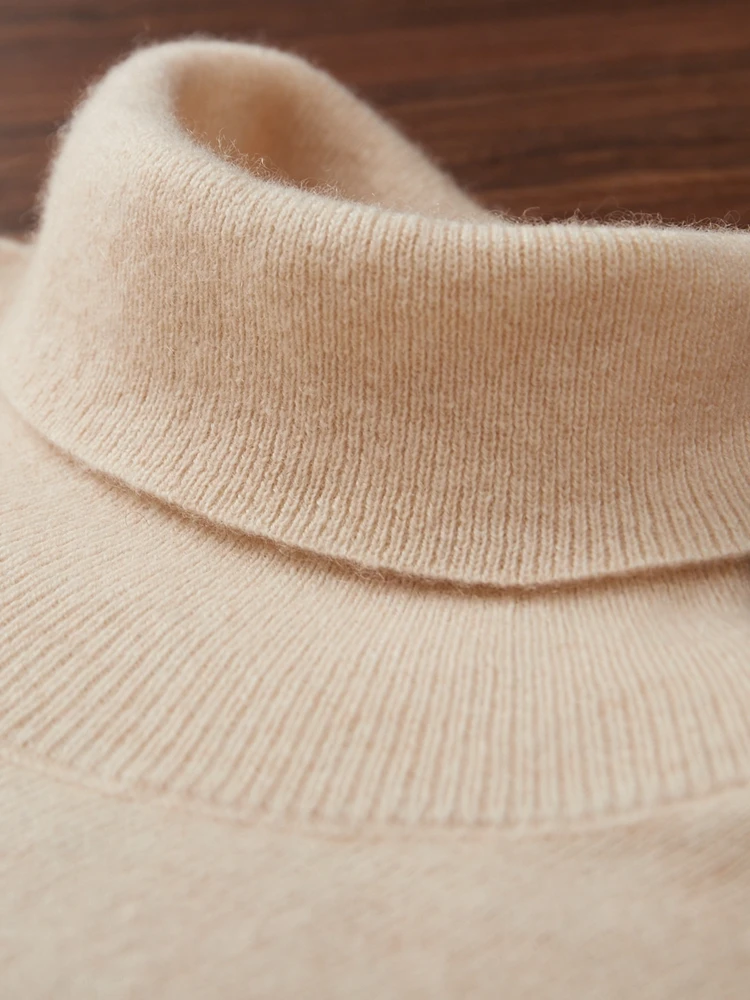 2025 Men's 100% Pure Cashmere Sweater High Lapels Pullovers Knitted Fall Winter New Turtleneck Tops Long Sleeve High-End Jumpers
