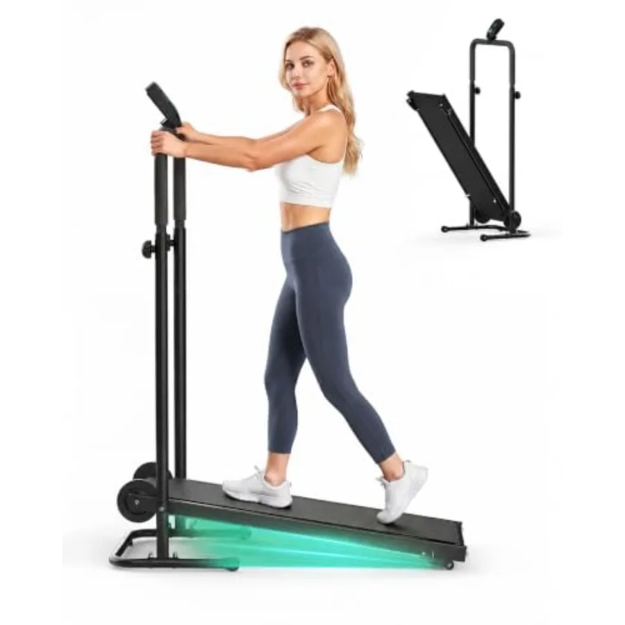 Dual Flywheel Manual Treadmill - Incline Non-Electric for Gym/Home