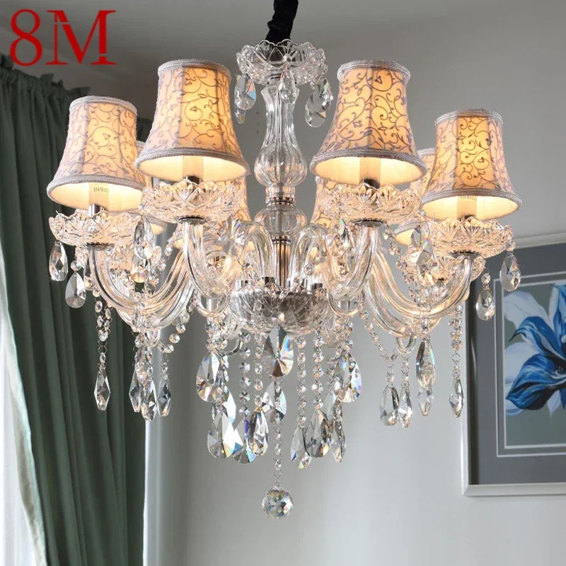 

8M Luxurious Style Crystal Pendant Lamp European Candle Lamp Art Living Room Restaurant Bedroom Villa Chandelier