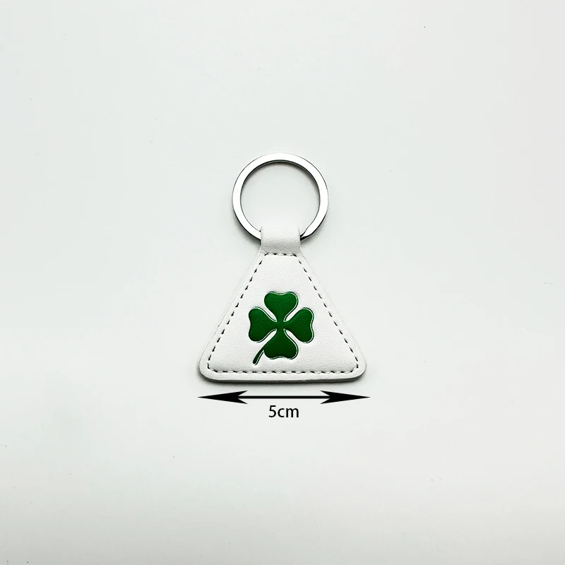 Green White Four Leaf Clover Leather Car Keychain Keyring For Alfa Romeo GT Giulia Giulietta Stelvio Mito Lucky Pendant Styling