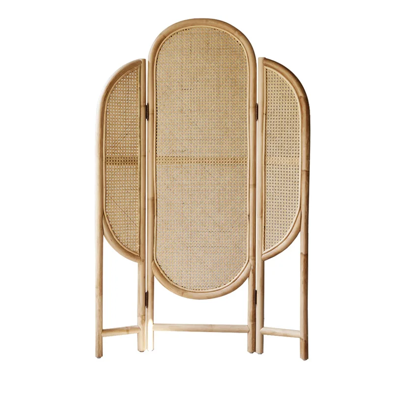 Factory Direct 2026 Creative Japanese-style homestay handmade rattan folding screen screen partition wall simple modern folding