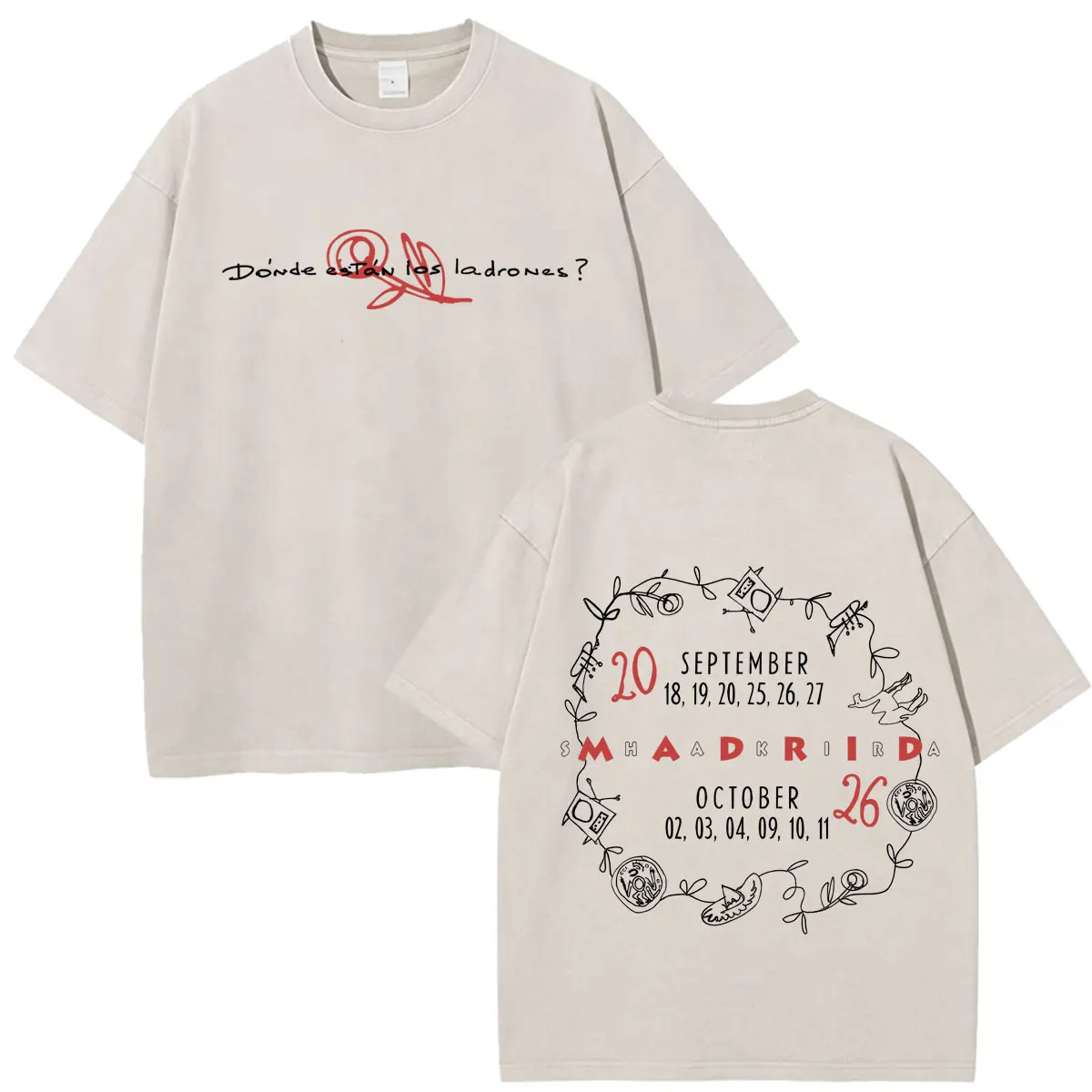 Shakira Las Mujeres Ya No Lloran 2026 Tour Print Vintage Washed Fan Geschenk T-Shirts Herren Damen Mode Locker Lässig Baumwoll-T-Shirt – Detail 16