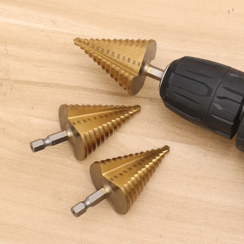 معدن خطوة مثقاب الخشب التيتانيوم المغلفة عالية السرعة الصلب قصيرة طول مثقاب الألومنيوم النحاس البلاستيك الخشب ثقب توسيع الحفر #6