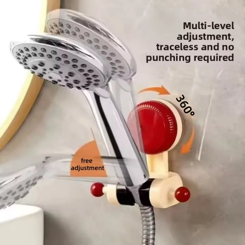 1pcs Movable sucker Showerhead bracket multi-gear adjustable bracket bathroom multifunctional hook non-punching storage rack