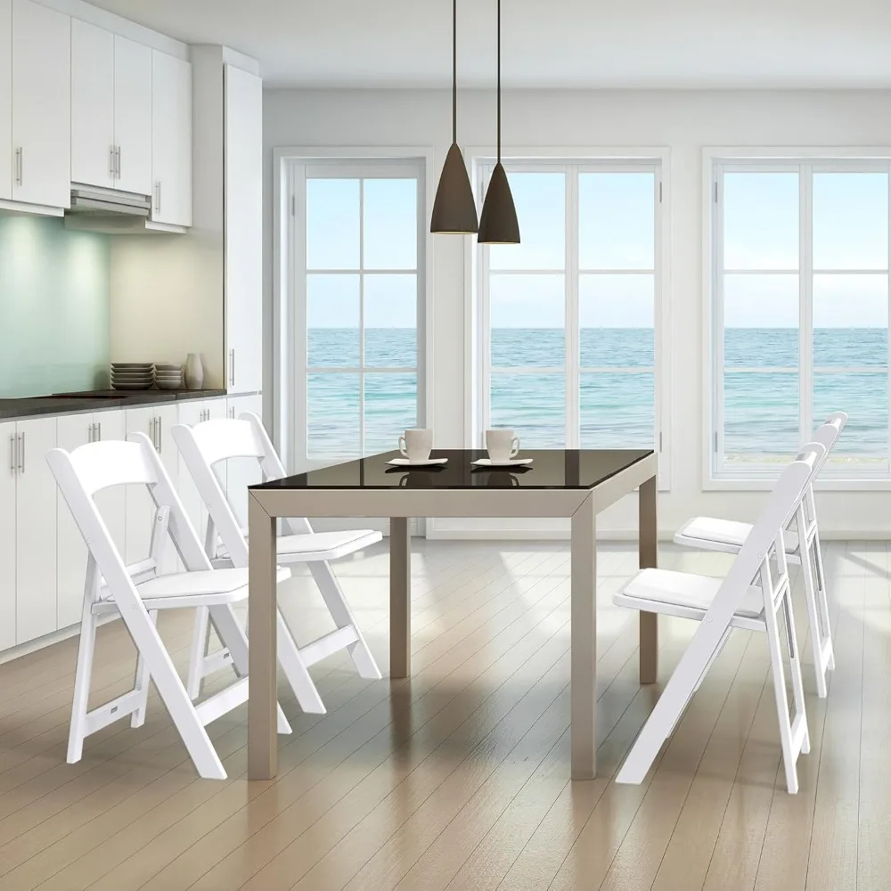 كراسي راتينج قابلة للطي مع وسادة، كرسي قابل للطي مع مقاعد مبطنة مريحة، مثالية لحفلات الحفلات الداخلية والخارجية #5