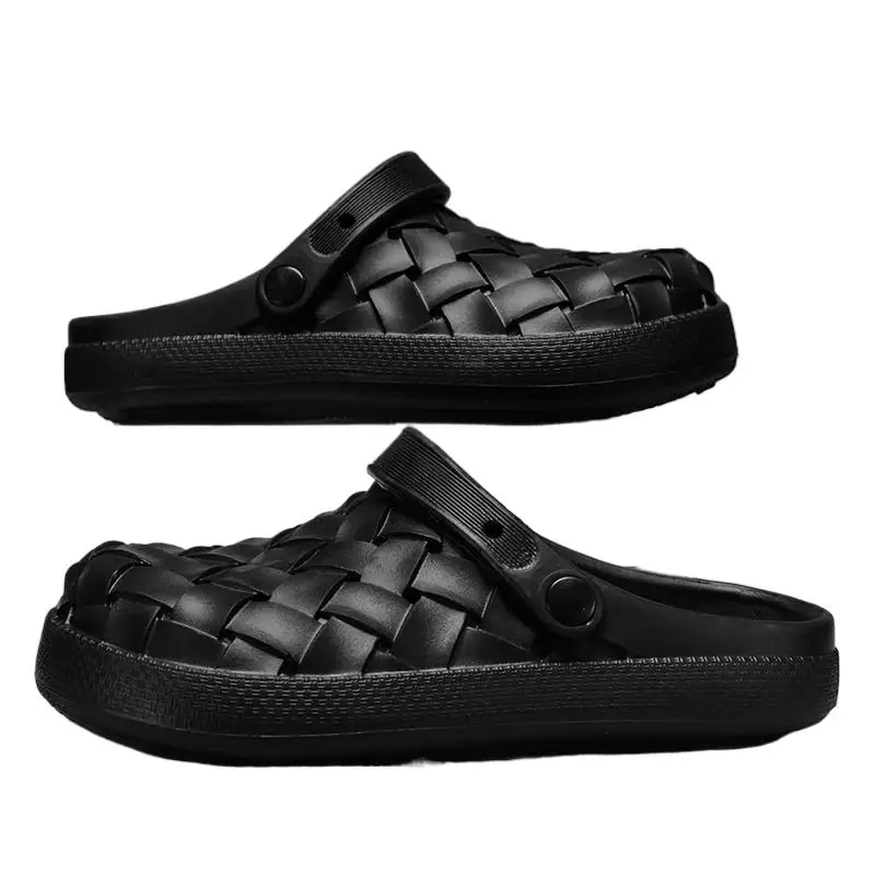 2026 New Mens Sandals Fashion Braided Upper EVA Clogs for Men Lightweight Anti-skid Beach Shoes Closed-toe Slippers for Men