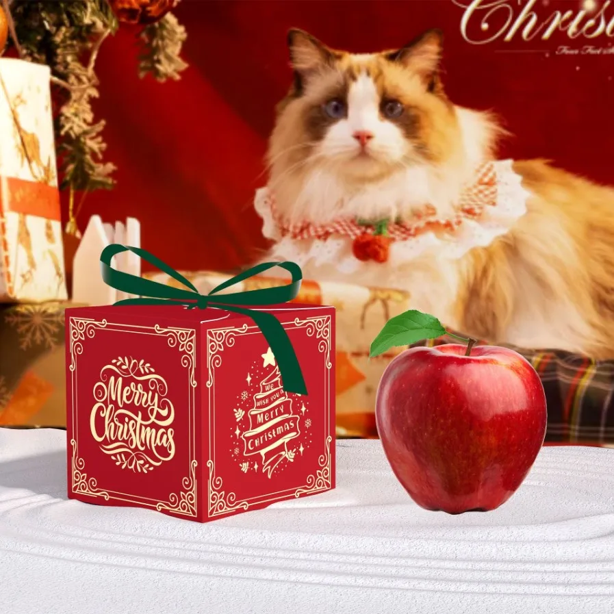 

100pcs Christmas gift box Apple packaging box Peace fruit Christmas Eve new gift ribbon hand gift box