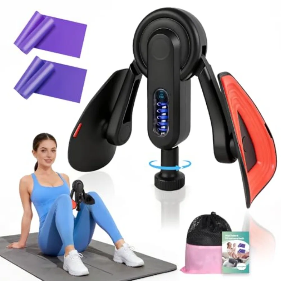 

Inner Thigh Exerciser for Women, 15-80 LB Adjustable Resistance Thigh Trainer with Resistance Band 2PC , Thigh Workout Kegel Eq