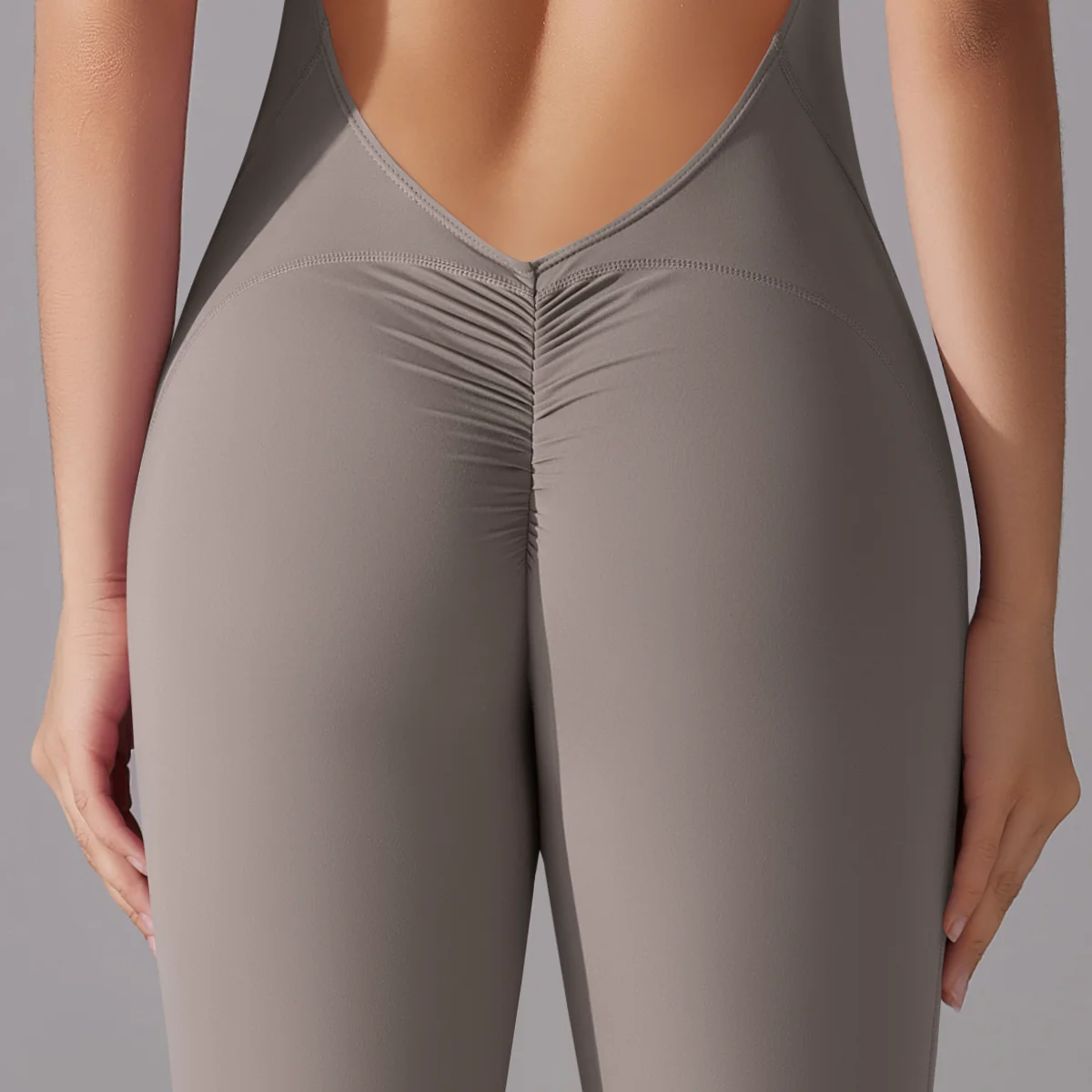 Sexy hohler rückenfreier Scrunch-Sport-Overall erhöht den Hintern, Damen-Fitnessstudio-Set, einteiliger Sportanzug, ärmellos, Reißverschluss, Yoga-Fitness-Overall – Detail 18