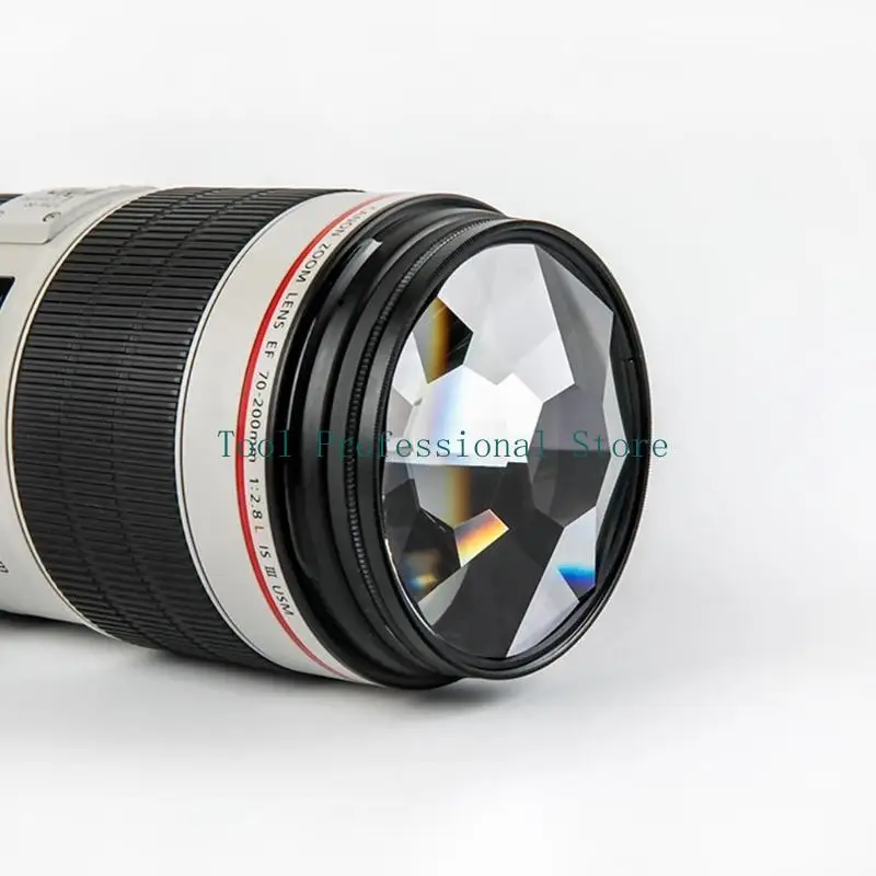 57QF 77mm Colorful Kaleidoscope Glass Prism Camera Lens Filter for Photo Objects Speical Effects Photography Accessories