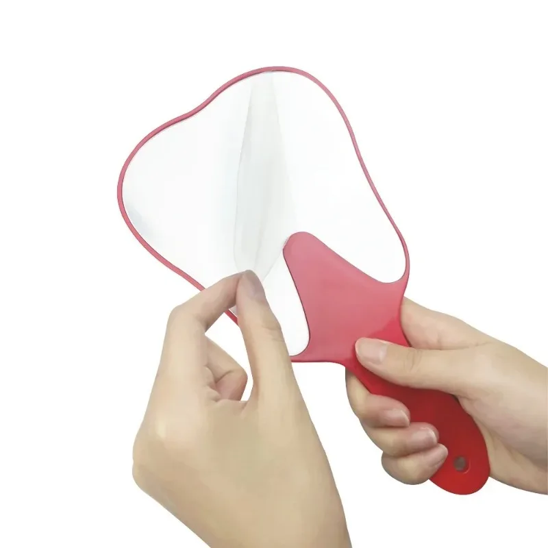 1Pcs Tooth Shaped Handheld Mirror PVC Unbreakable Hand Mirror Dental Mouth Examination Makeup Mirror Dentistry Accessories Gifts