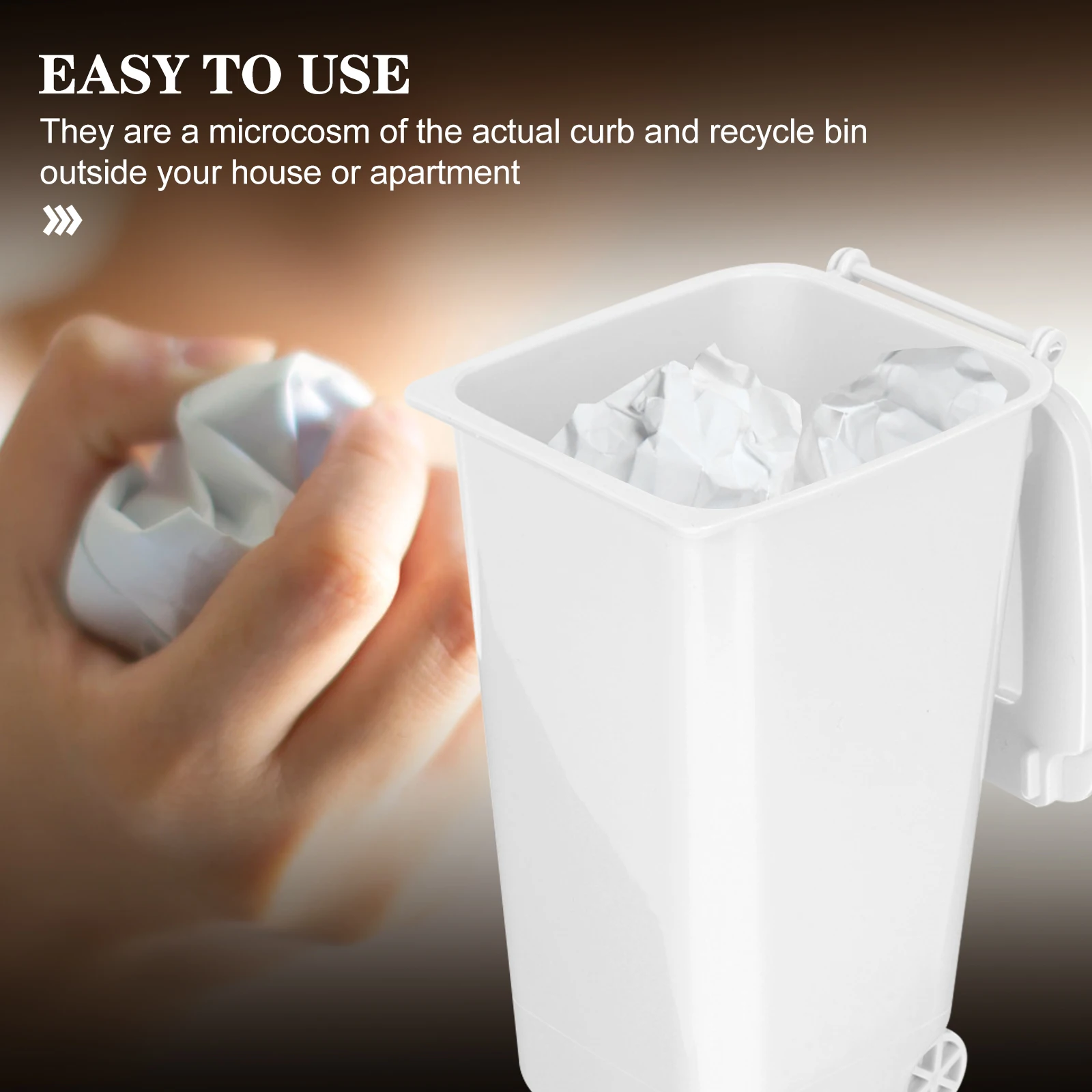 

4 Pcs Trash Can with Lid for Desk Small Garbage Bin Plastic Table Waste Cans Household Tabletop Desktop