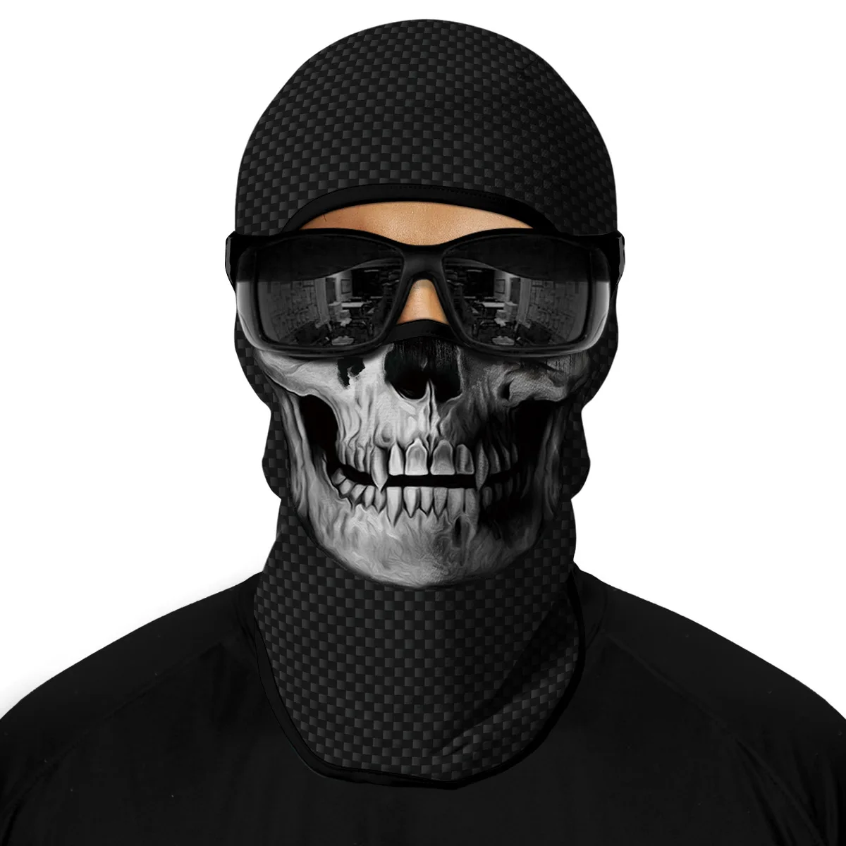 Masque noir cagoule 3D, équipement de sauna fantôme, bonnets tête de mort, chapeau d'hiver, masque intégral, jeu de guerre de moto, DulCap militaire Airsoft