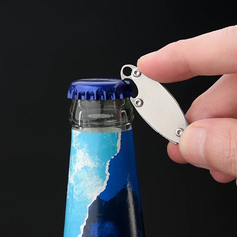 Mini Stainless Steel Folding Knife EDC Outdoor Camping Portable Keychain Knife with Bottle Opener
