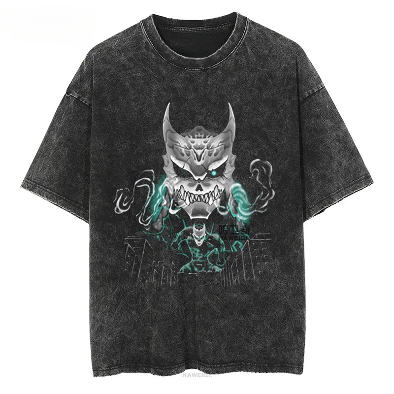 New KAIJU NO.8 T-Shirt - Nihibun Karafuka Collection - Short Sleeve T-Shirt with Vintage Washed and Weathered Finish