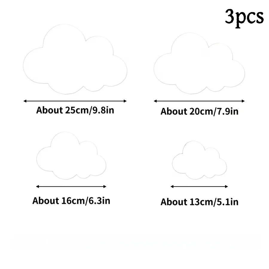 3pcs/Set Ins Wooden Cloud Logo Collection Cloud Decoration Modern/Bohemian,White Wooden Cloud Wall Decals, Background Decoration