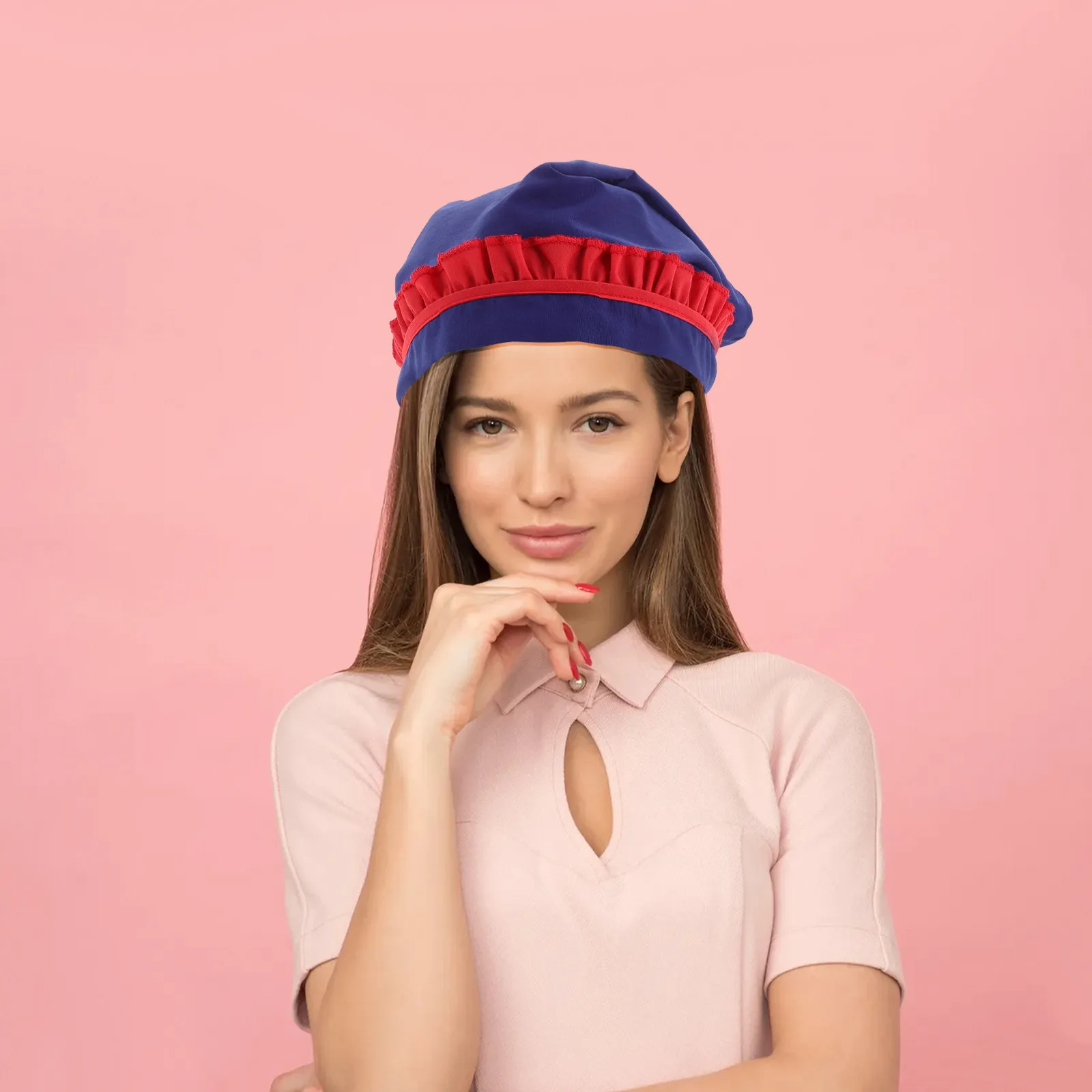 Triangular Chef Headscarf for Women Baking Kitchen Hair Bandana with Elegant Lace Trim Tie Back Design Hair Fall Prevention Head