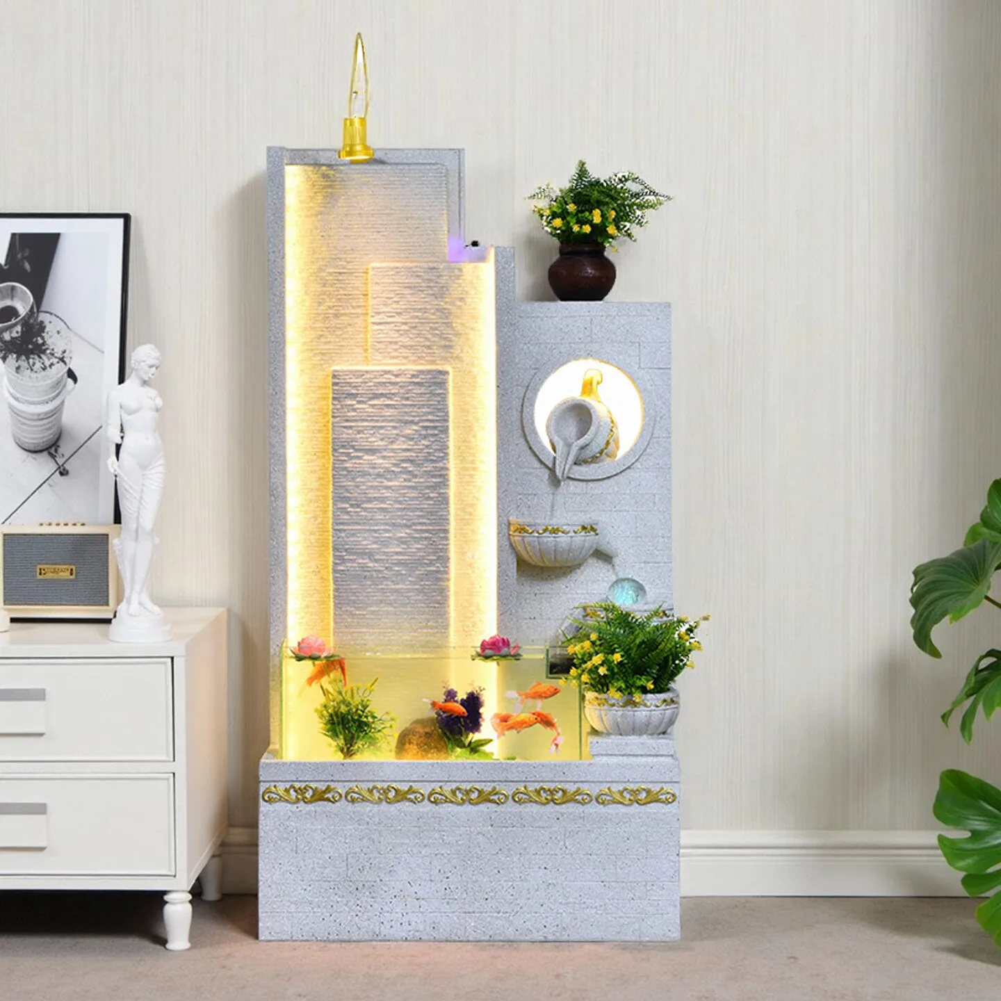 European-style running water fountain circulating water ornament fish tank living room office floor