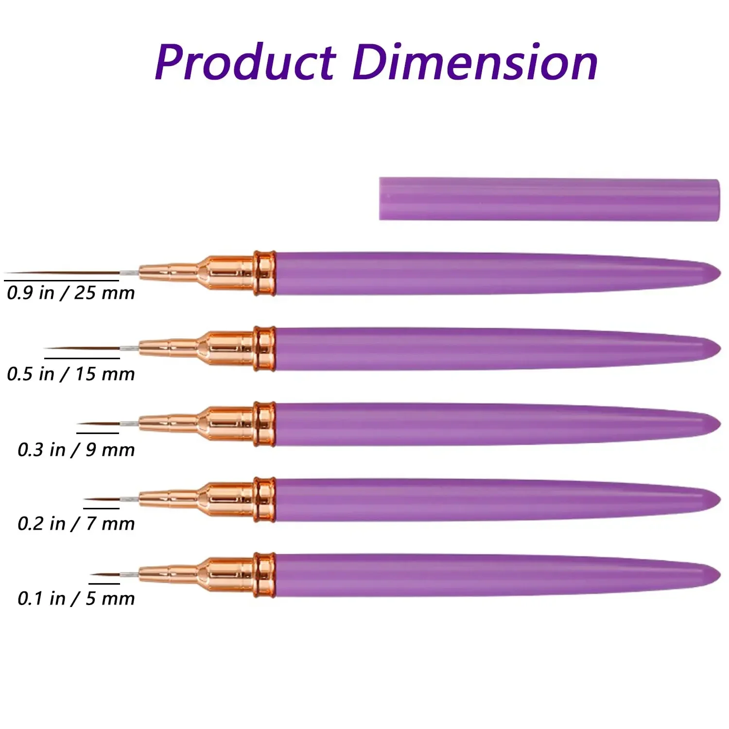YIKOOLIN 5pcs Nail Art Liner Brush Set UV Gel Nail Brushes Kit for French Stripe Line Painting Drawing Flower Manicure Tool image 6