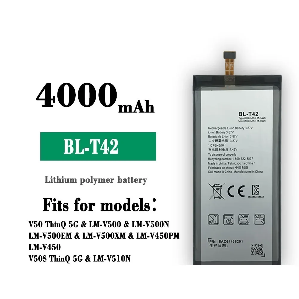 BL-T42 Battery for LG V50 ThinQ 5G & V50S ThinQ 5G & G8X ThinQ LM-V500 V500N V500EM V500xm Mobile Phone Bateria + Free Tools