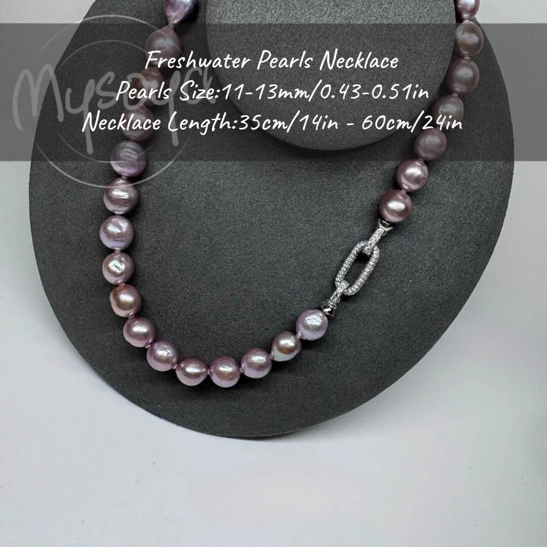 

MYSOYA Purple 11-13mm Edison Freshwater Pearl Necklace With Gift Box For Her/Him Birthday/Wedding/Christmas/New Year Gift