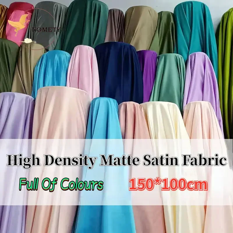 150*100cm High Density Matte Satin Fabric Solid Color Silk Cloth For Sewing Dress Lining Clothes BackGround Decor Handmade DIY