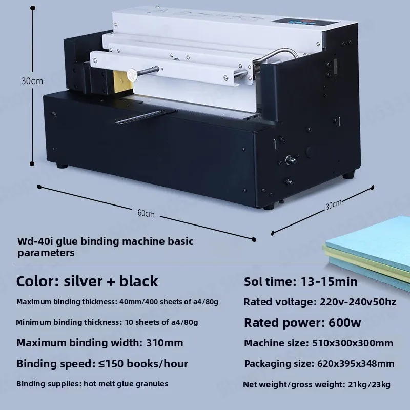 Wireless Glue Binder Machine, A4 Desktop Hot Melt Binding Book Maker for Document Contract File Binding