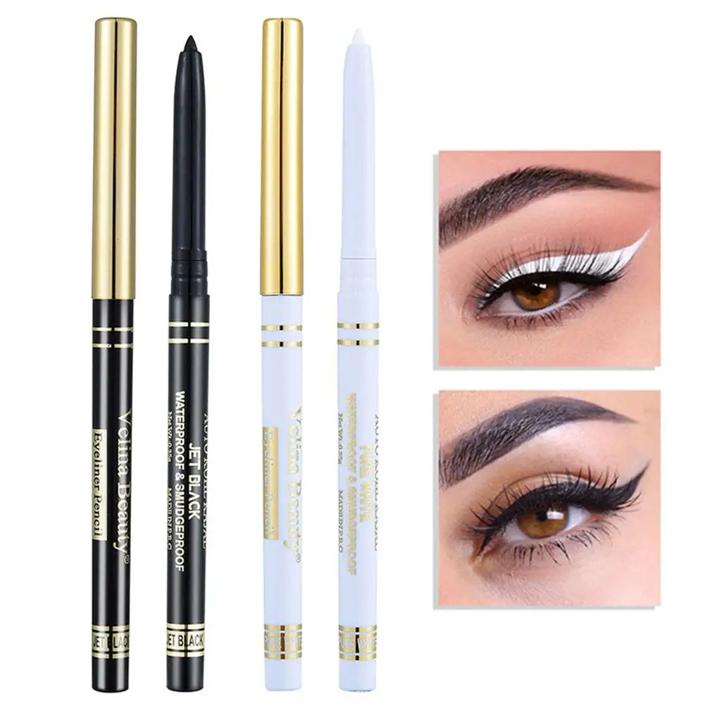 Dauerhafter schwarz-weißer Eyeliner-Gelstift, wasserfest, flüssig, schnell trocknend, Augen nicht blühend, kosmetischer Eyeliner-Liner-Make-up-Stift