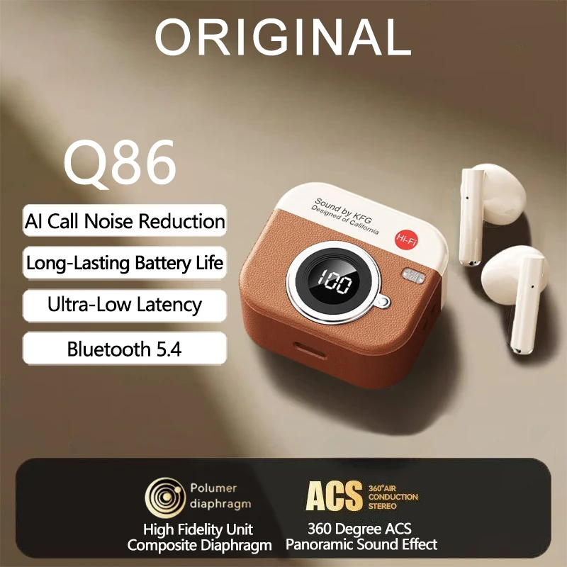 TWS Q86 Bluetooth 5.4 Earphones New Wireless HD Microphone Call Headphones HiFi Noise Reduction Bass Headset for All Smartphones