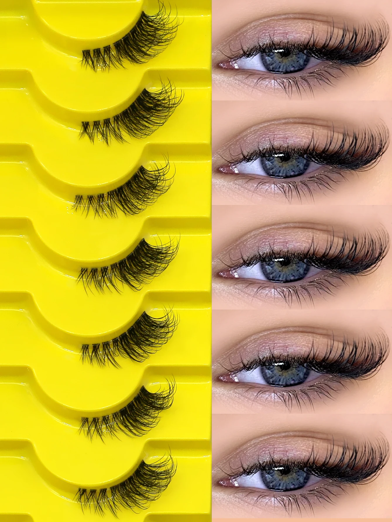 Veltrinay Halbwimpern, natürliche künstliche Wimpern, zarte Katzenaugenwimpern, klares Band, Akzent, kurze falsche Wimpern, Make-up – Detail 3