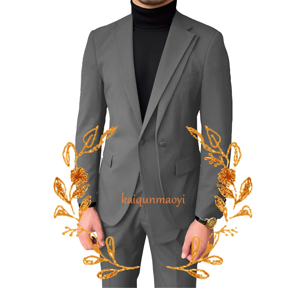 2024 New Design Men's Elegant Suit 2 Piece Set Fashion Blazer Pants Outfit Wedding Groom Tuxedo Party Jacket